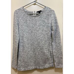 J. Crew‎ Womens Sweatshirt Small Gray Zip Back Crewneck Long Sleeve Vents Casual